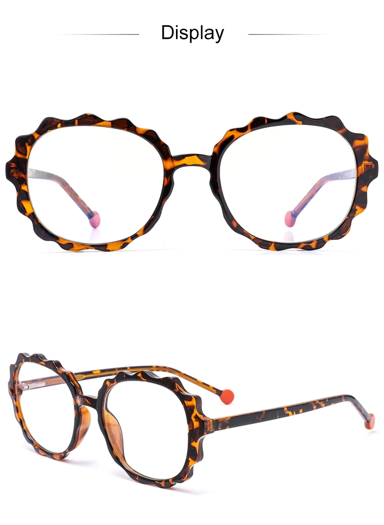 Unique Cute Design with Solid Candy Color PC Tips Round Gear Tooth Shape Frame Tr90 Stock Girl Optical Frames