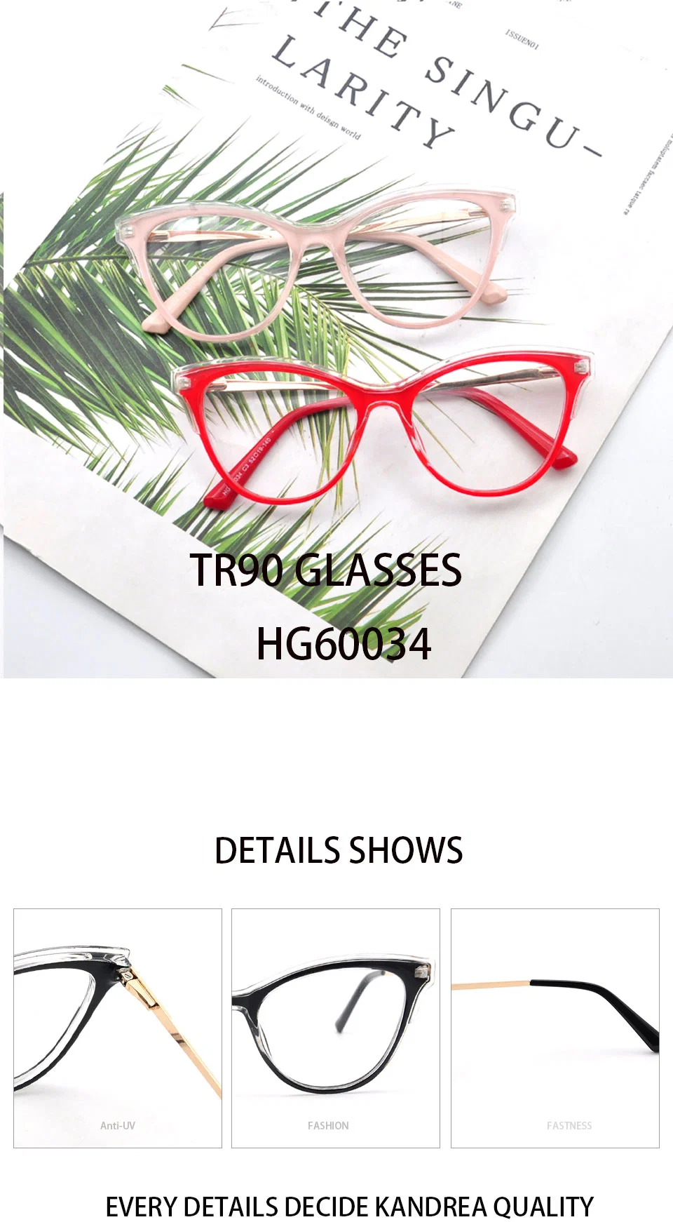 Higo 2023 Competitive Tr90 Optical Frames Design Good Quality