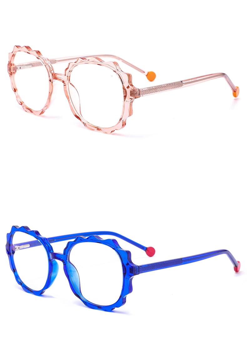 Unique Cute Design with Solid Candy Color PC Tips Round Gear Tooth Shape Frame Tr90 Stock Girl Optical Frames