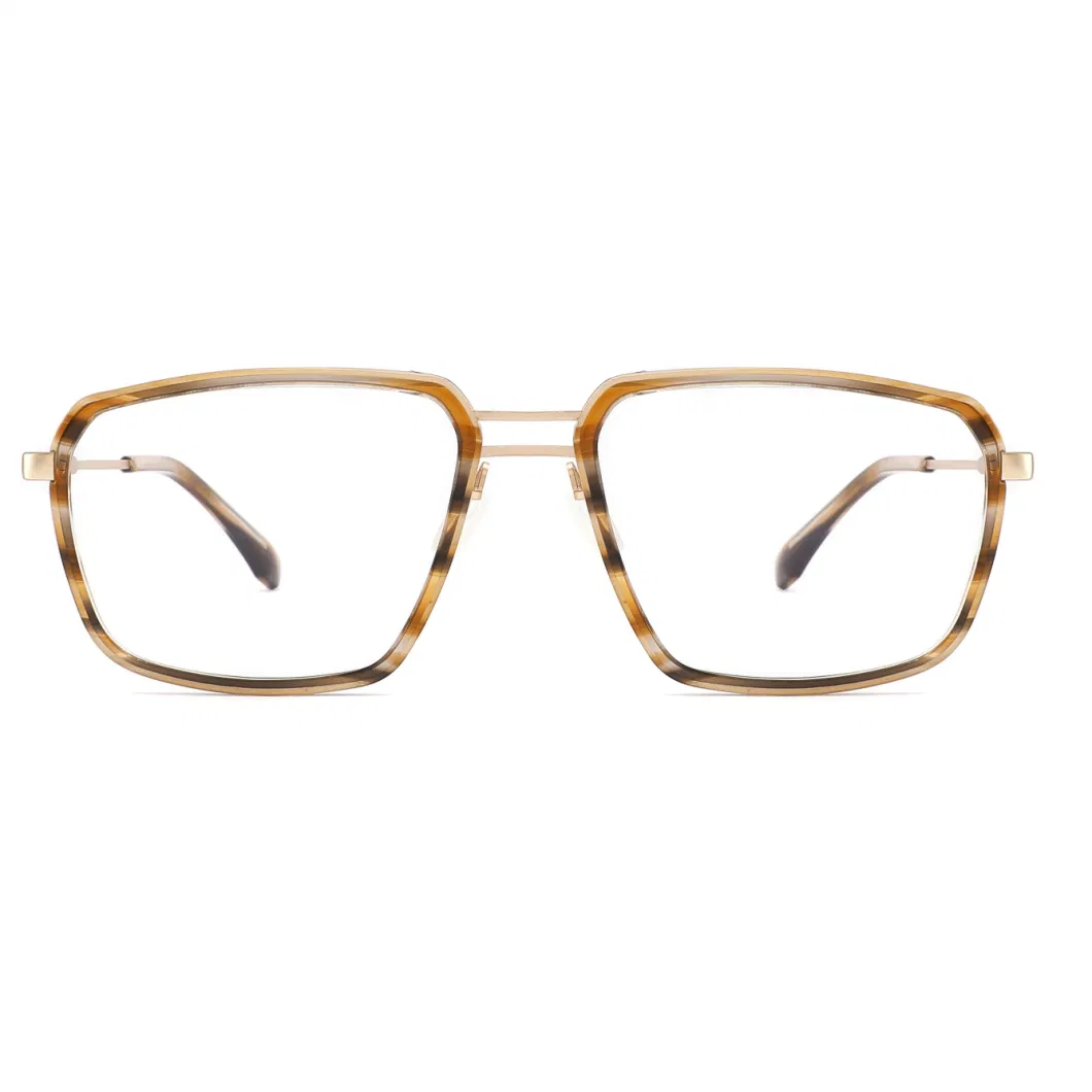 New Fashion Design Acetate with Metal Square Double Bridge for Men High Quality Optical Frames